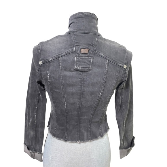 Guess Snap Button Denim Black Distressed Jacket size XS - Picture 2 of 14